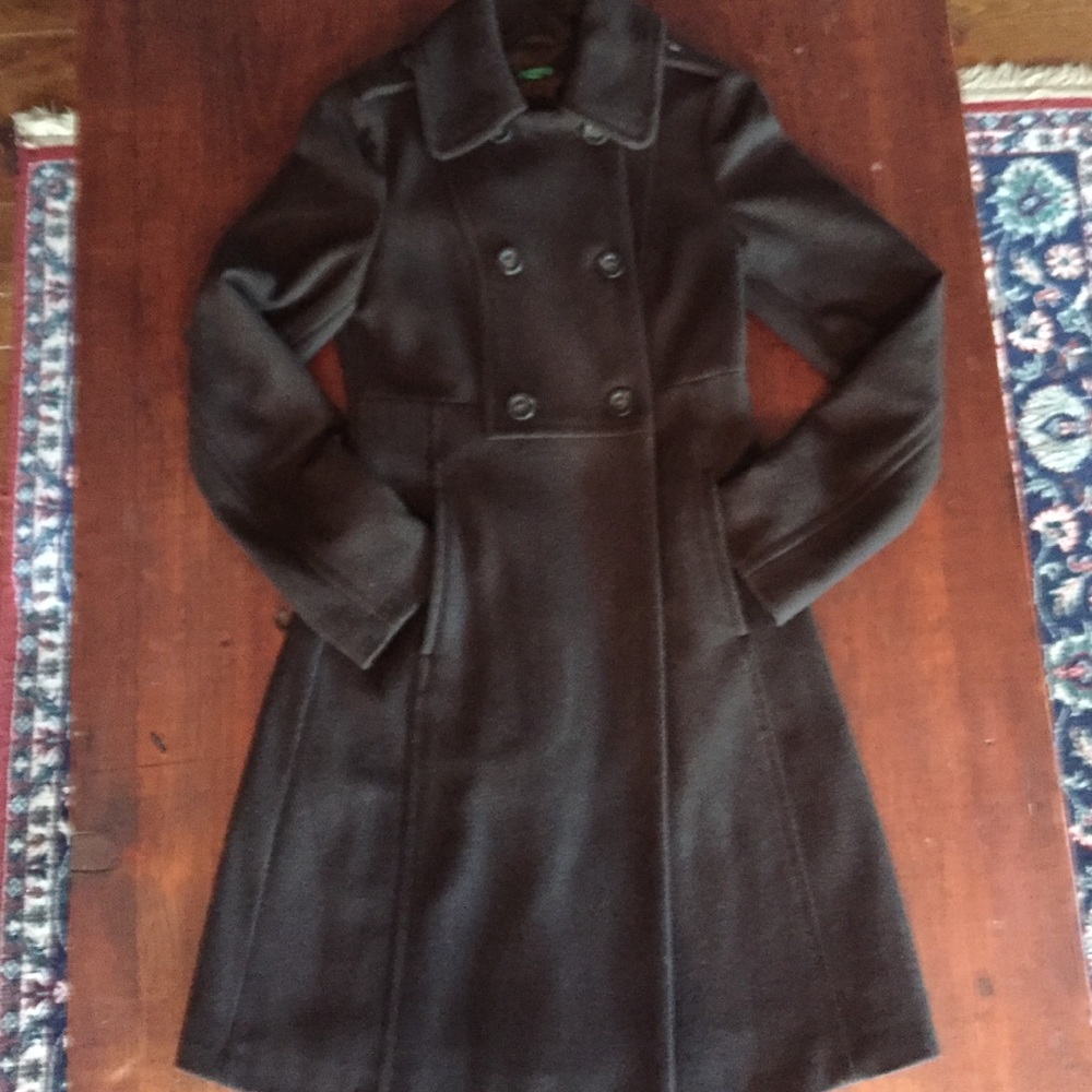 🌛🌙🌟Beautiful Chocolate Brown Wool Coat XS 38